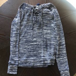 Blue and white pullover